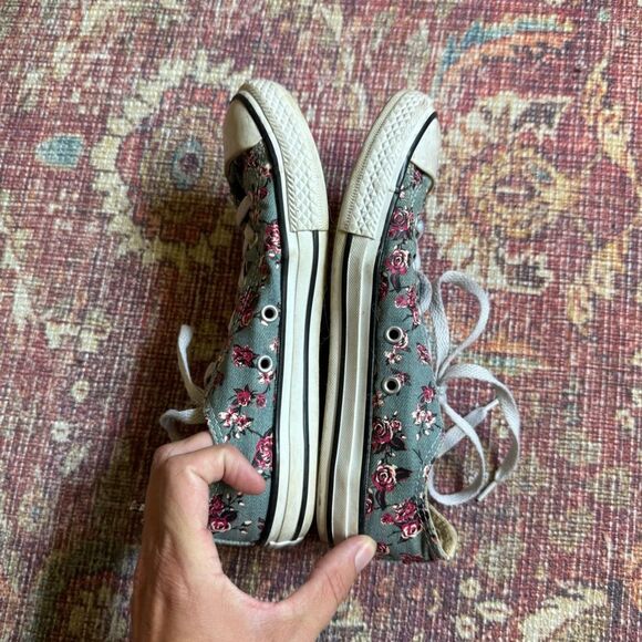 Converse Floral Rosette Grey Canvas Kids Shoes size 3 - Picture 5 of 8